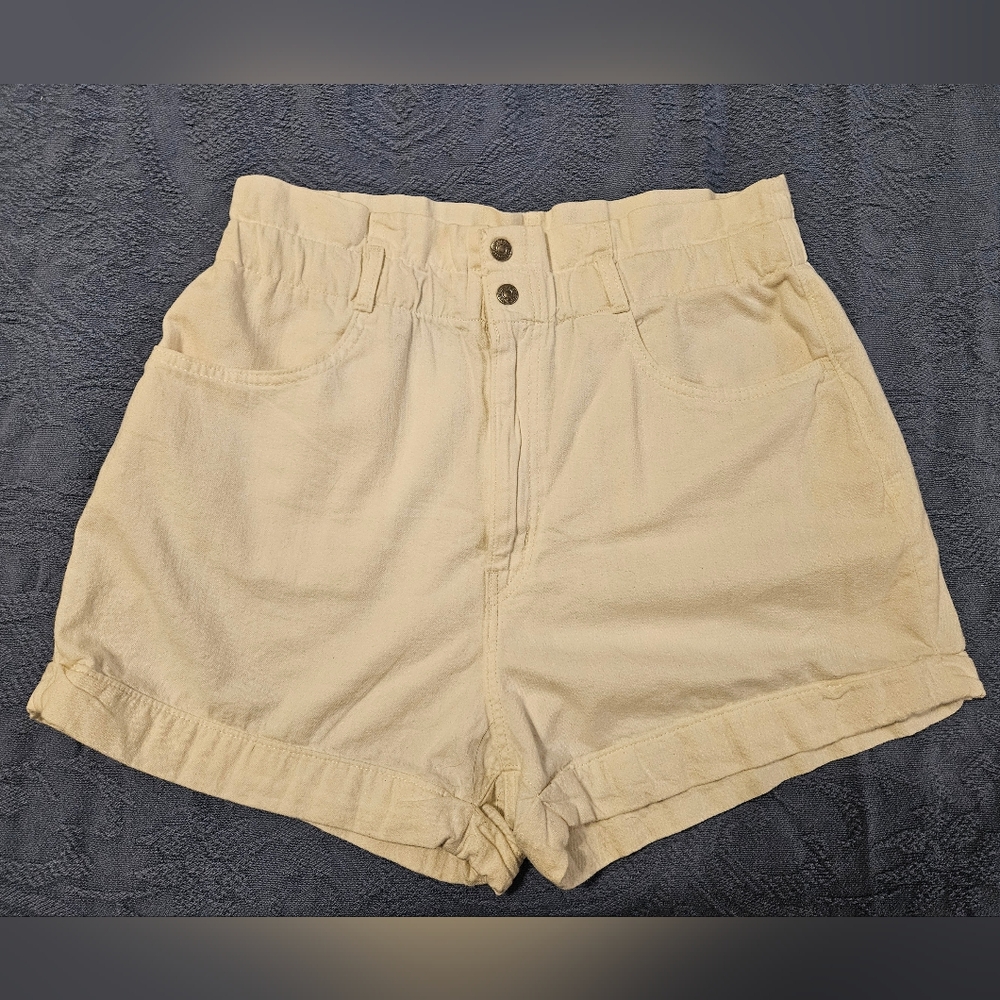 Levi's White Paper Bag Waist Denim Shorts